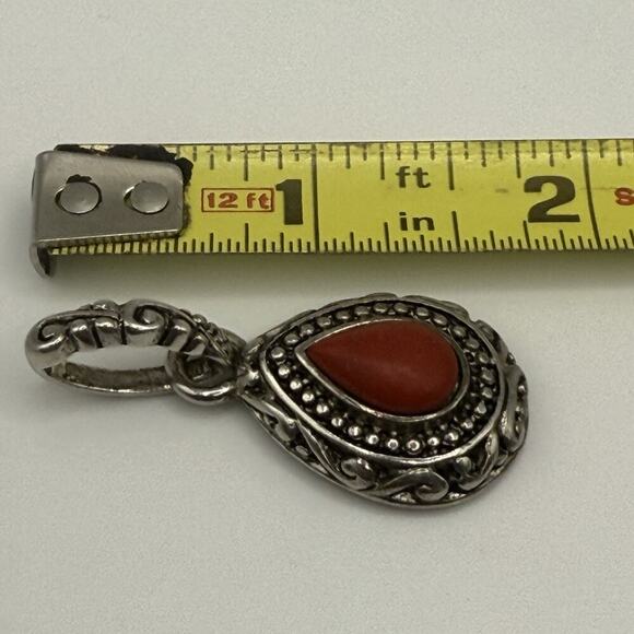 Premier Designs Pendant Teardrop Silver Tone Coral Color - Picture 5 of 6